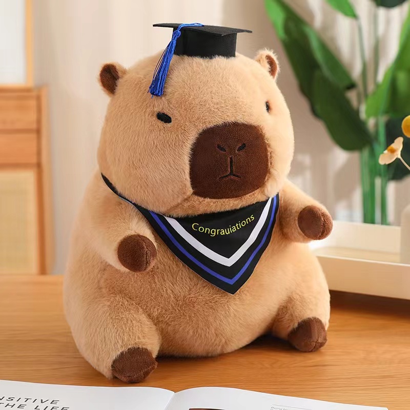 Muñecos de peluche graduados, Doctor, capibara, búho, oso, juguete de peluche, lindo Animal relleno, muñeca de juguete, almohada suave de dibujos animados, de graduación: Rosa