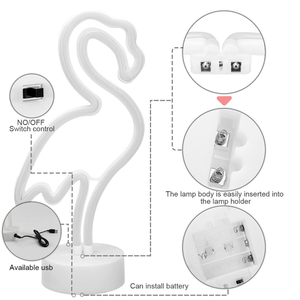 USB/Batterie Neon Lampen Rohr Neon Licht LED Flamingo Einhorn Zeichen Lampe Hause Schreibtisch Tisch Weihnachten Hochzeit Decor Led lampe Kinder