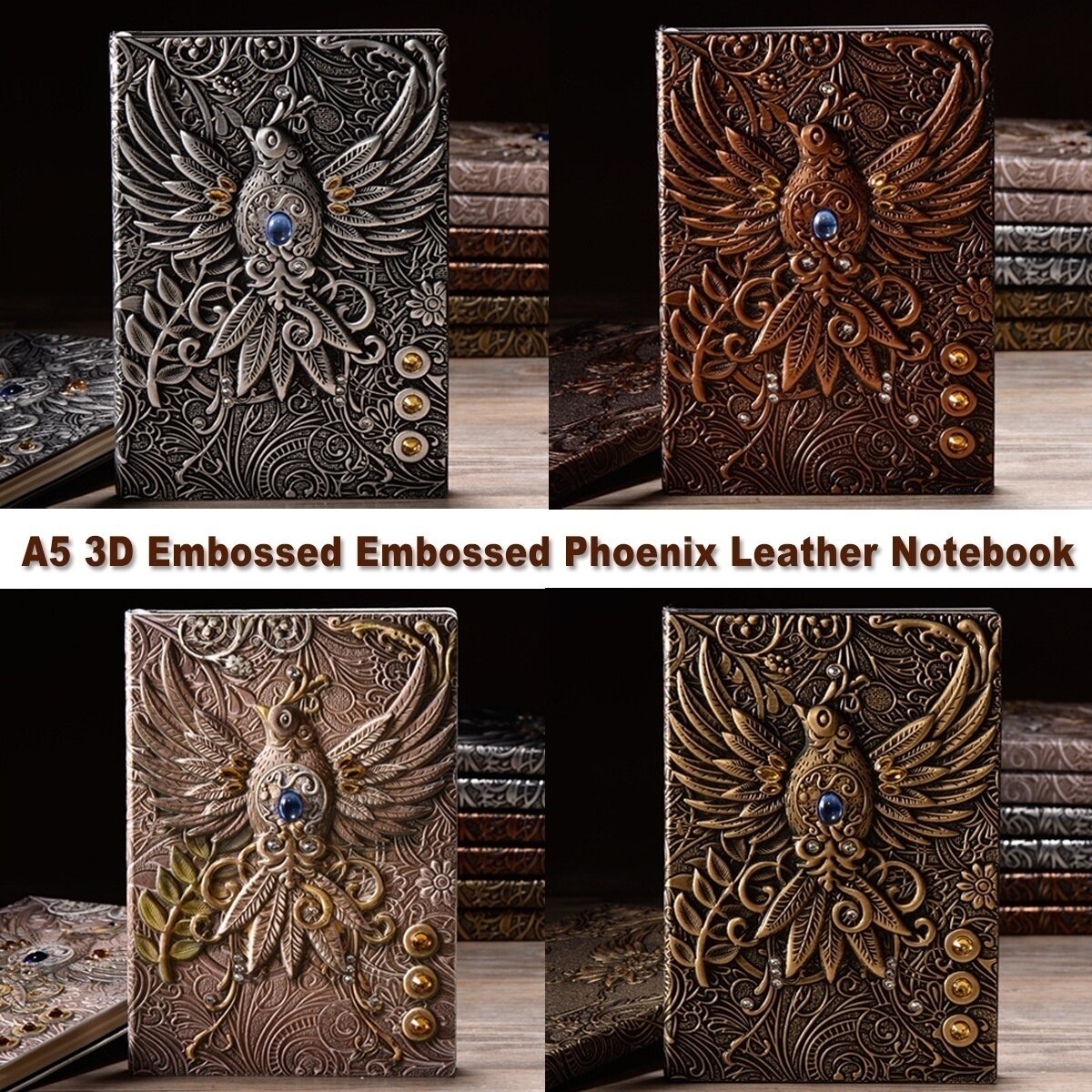Vintage Embossed Leather Printing Travel Diary Notebook Travel Journal A5-Note Book 1pcs