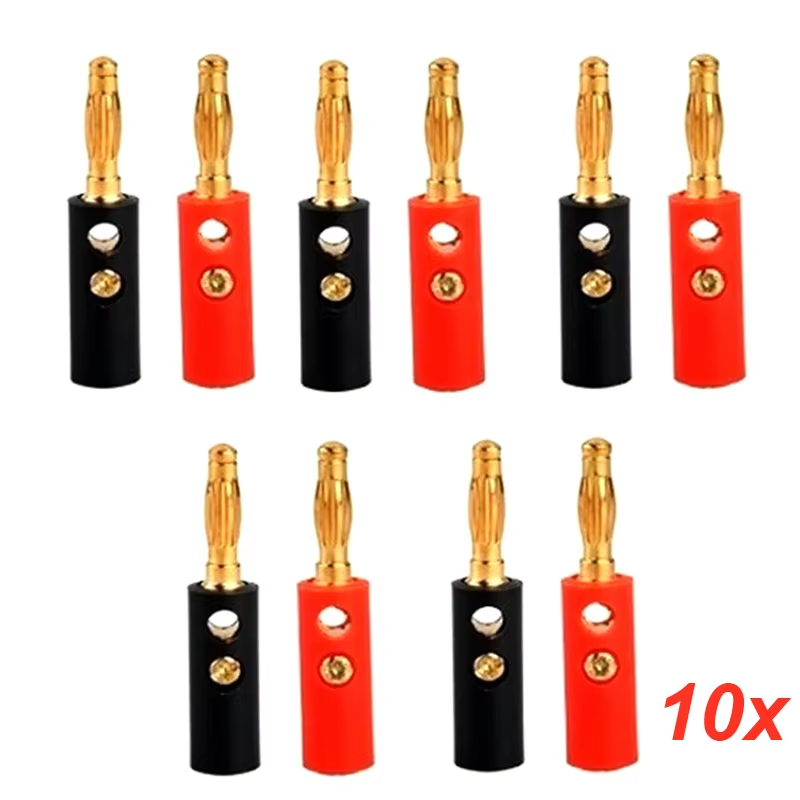 10 stks Banaan Luidsprekerstekkers Zilver 4mm Banaanstekker Connector Voor Audio Video Luidsprekerkabel Adapter Terminal: Default Title