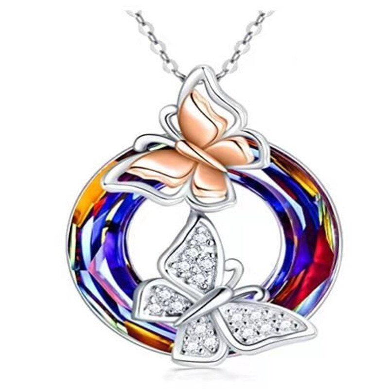 Butterfly necklace charm pendant necklace jewelry girl girlfriend wife mother birthday: Purple