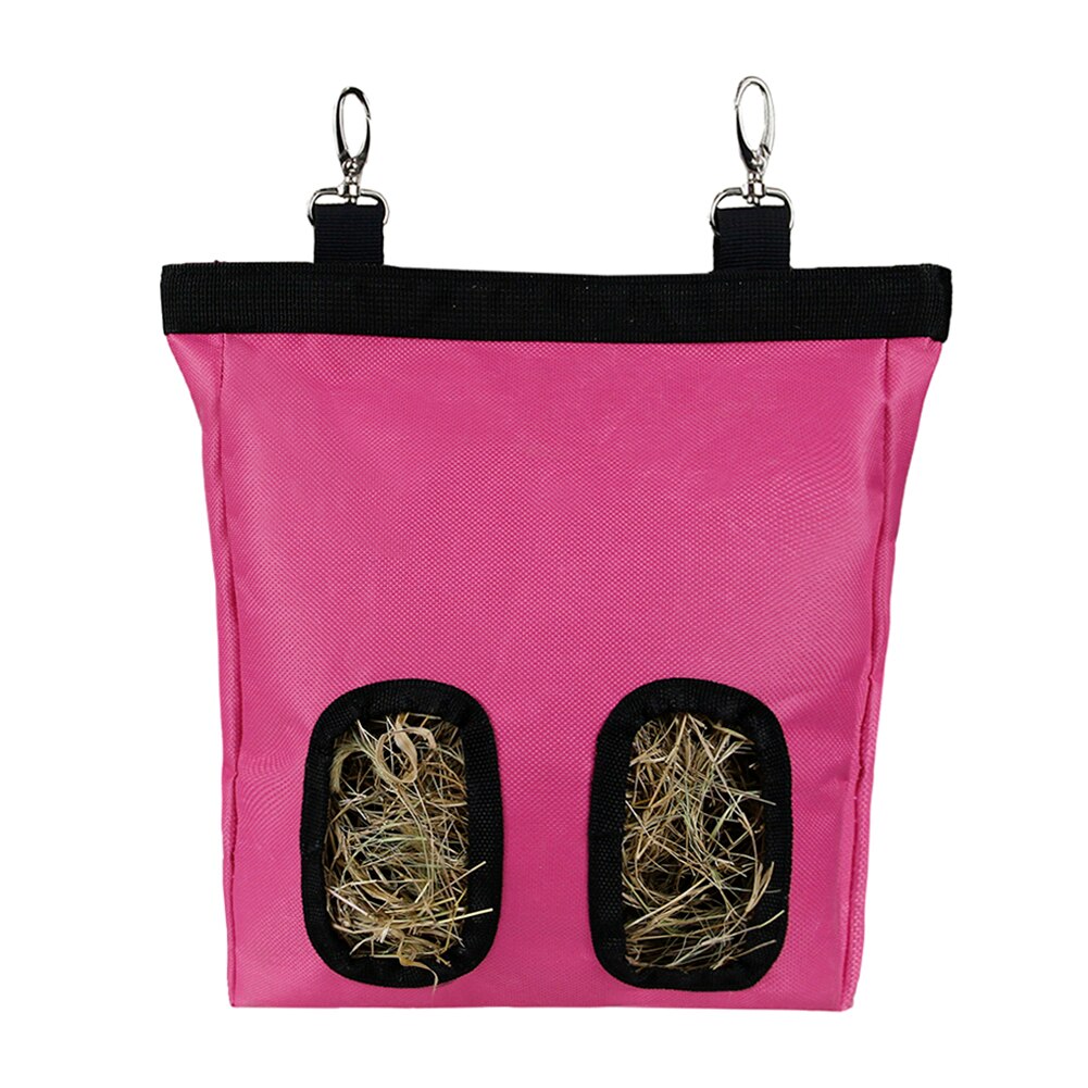 Oxford Cloth Small Animals Supplies Hay Bag Hanging Pouch Feeder Holder 2/4 Holes Hay Bag Hanging Feeder Sack Holder: 2 Holes Pink