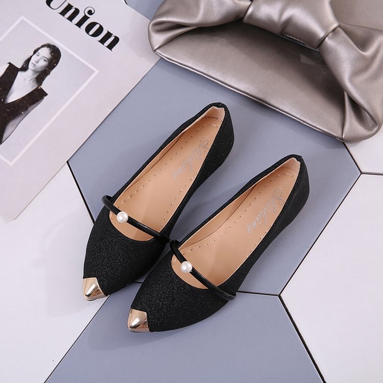 Zomer Vrouwen Platte Schoenen Werken Ol Flats Wees Teen Comfortabele Vrouwen Platte Schoenen: Black / 5