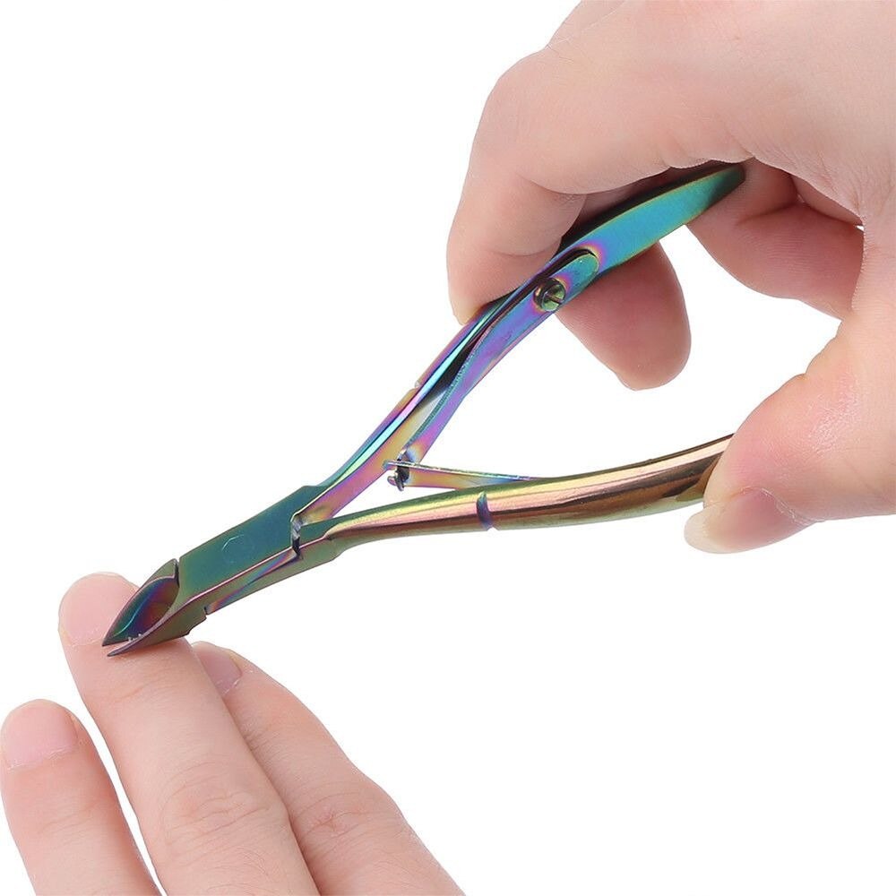 Tijeras para cutículas de acero inoxidable, herramientas de manicura pedicura, Tijera para piel muerta cortauñas dorada/plateada/arcoíris