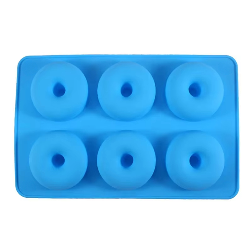 6 Holes Silicone Donut Mold Bagel Pan Non Stick Baking Heat Resistance Mini Cupcake Mould Doughnut Maker Pan Baking Tool: SKY BLUE