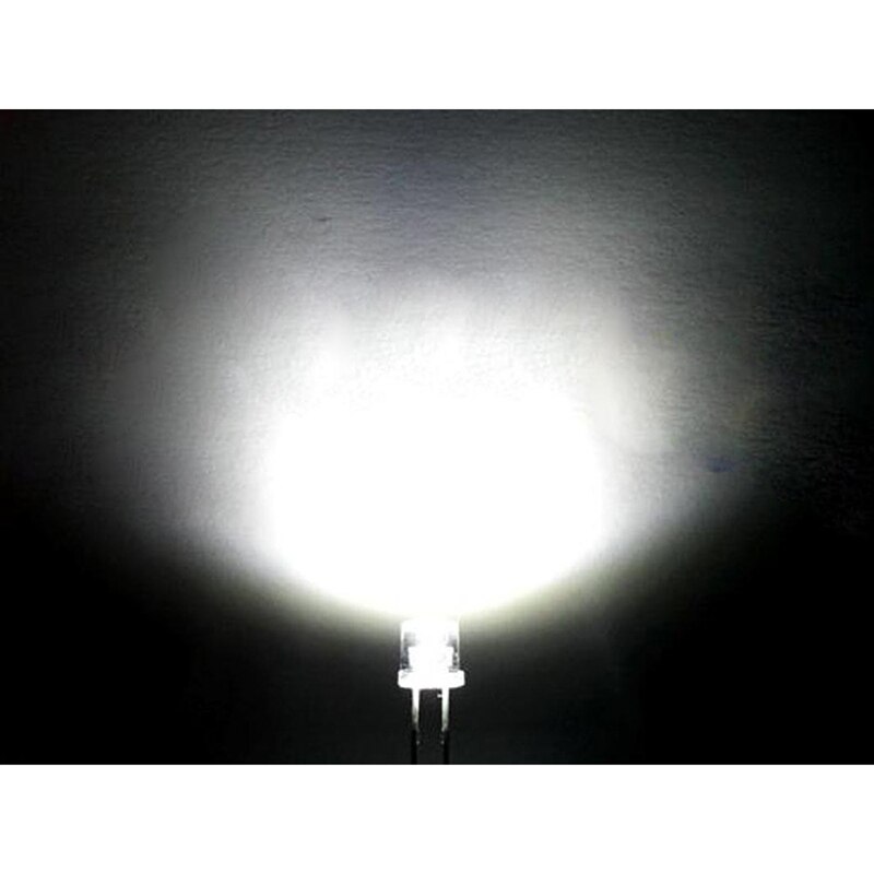 100Pcs 3Mm 5Mm Witte Platte Top Dip Led Diodes Super Heldere Groothoek Led Licht