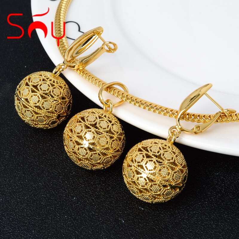 Sunny Sieraden Sets Hollow Bal Goud Geplant Oorbellen Hanger Ketting Voor Vrouwen Voor Wedding Party Classic Trendy