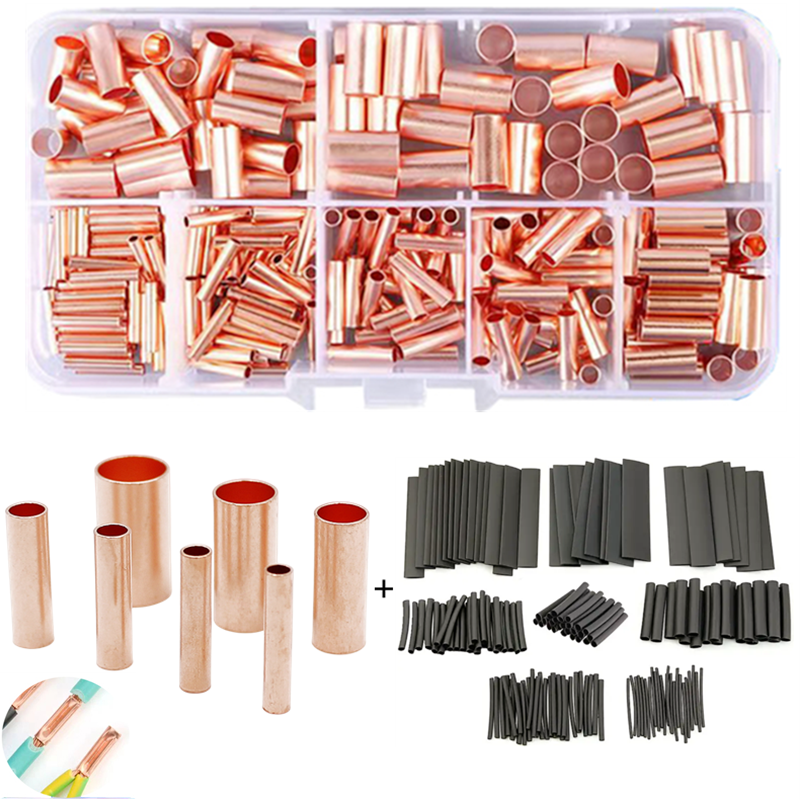 Terminal de prensado de tubo de cobre, tubo termorretráctil, Material de cobre rojo, acoplamiento de alambre, conector de equipo eléctrico, alicates terminales