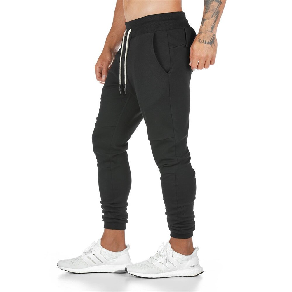 Joggingsbroeken heren casual effen ritsbroeken heren sportscholen fitness workout sportkleding broeken herfst katoenen trainingsbroeken: M / Zwart