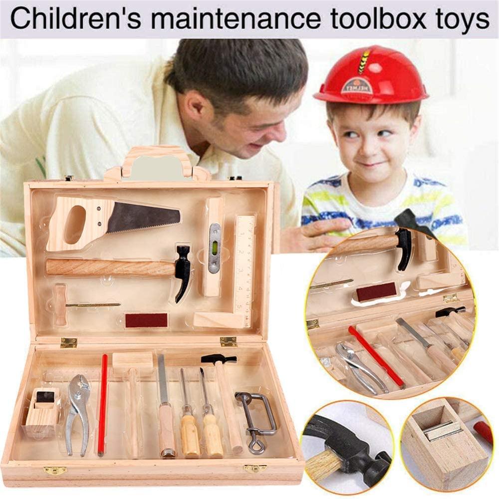 Kids Diy Houtwerk Toolbox Junior Timmerwerk Tools Set Kind Houten Speelgoed Set