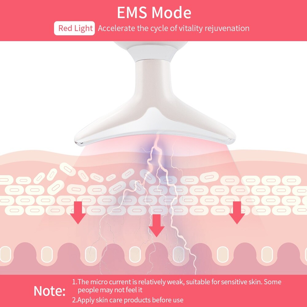 Fjern dobbelthage hals enhed ansigt slankende løfte massager ems vibration foton varme terapi hals rynke remover v-face
