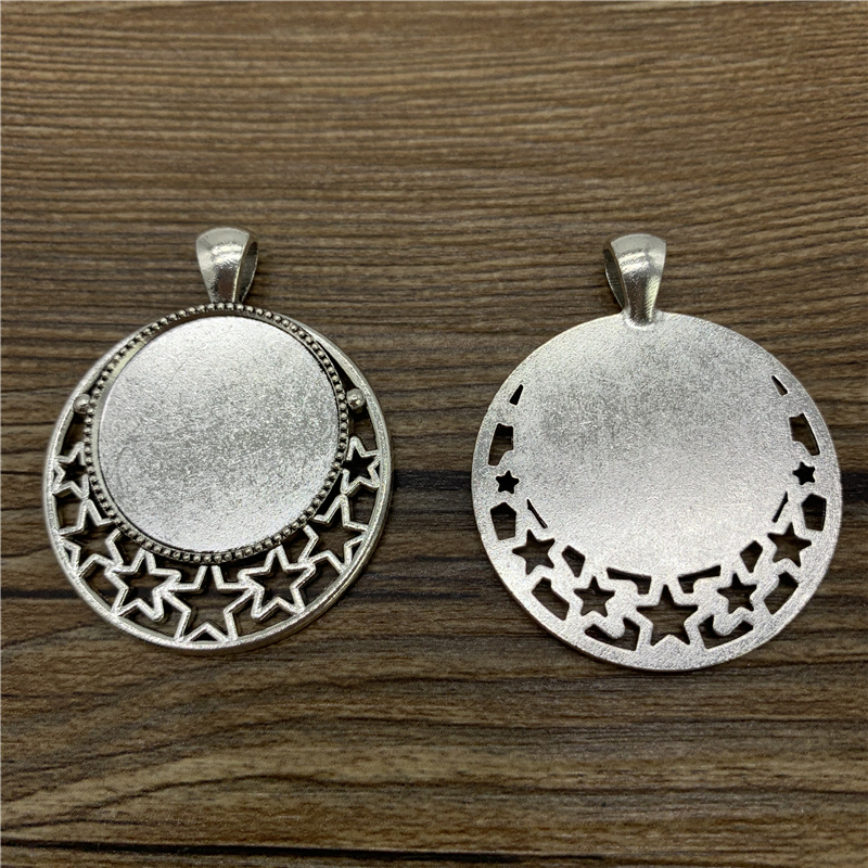 2pcs 25mm Glass Cabochon Alloy Material Cameo Base Setting Jewelry Findings Pendant Bracelet Jewelry Making #0029