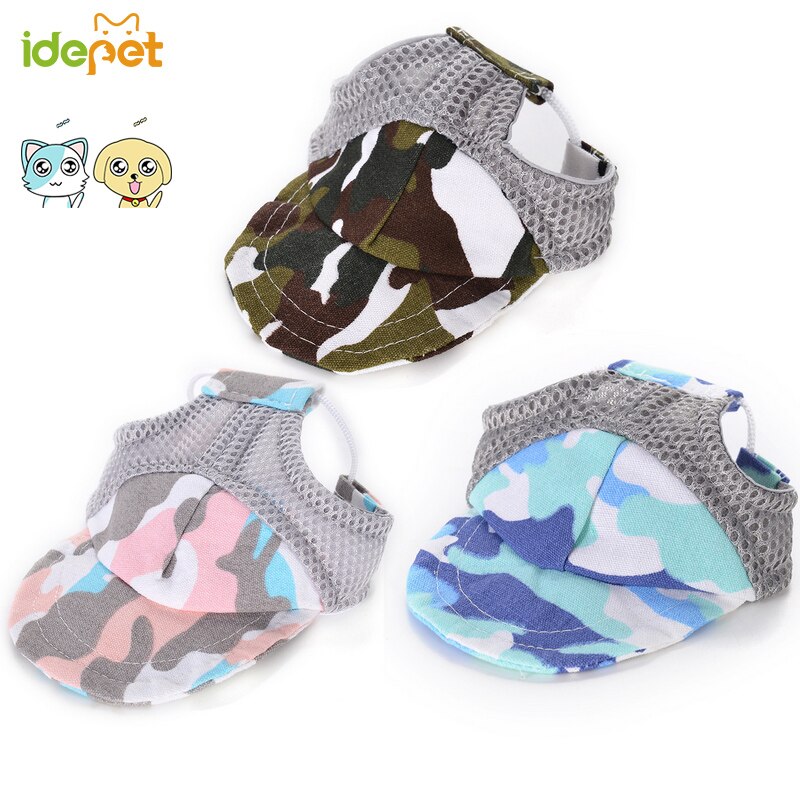 Gorra para perro con agujeros para las orejas para perros pequeños Hap gorro de lona perro béisbol visera de la playa sombrero cachorro al aire libre Cap tocado accesorios 30