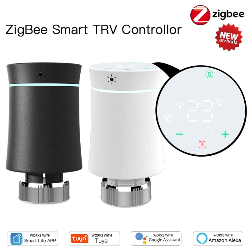 Tuya TRV ZigBee 3.0 Radiator Actuator Valve Smart Programmable Thermostat Temperature Heater Work With Alexa Voice Control