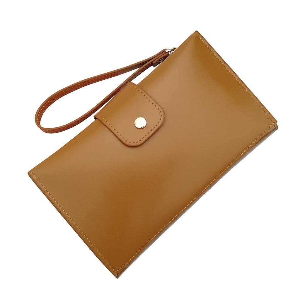 Mobile Phone Bag Anti-theft Wallet Back Side Clear Touching Screen Leather Bag Pouch Bag Women Girls Lady Mini Bag: Brown