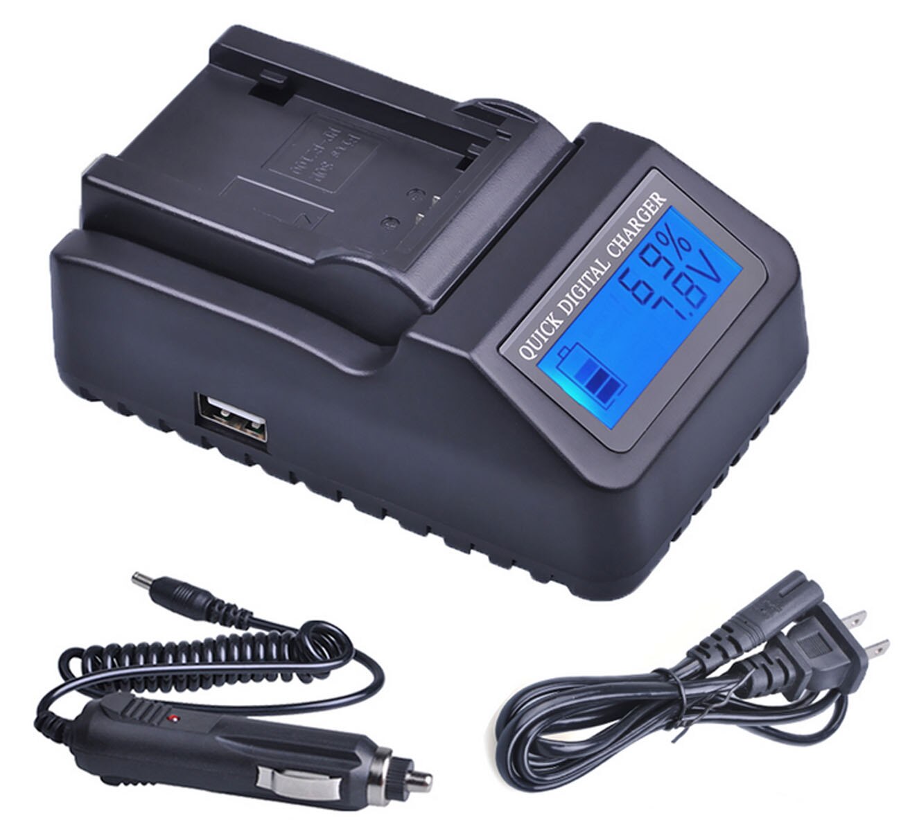 Lcd Usb Batterij Lader Voor Sony NP-FH30, NP-FH40, NP-FH50, NP-FH60, NP-FH70, NP-FH100 Infolithium H Serie: 1x LCD Quick Charger