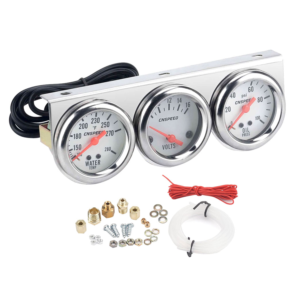 2Inch 52mm 12V Electric Water Temp + Oil Pressure + Voltage Meter Gauge Car