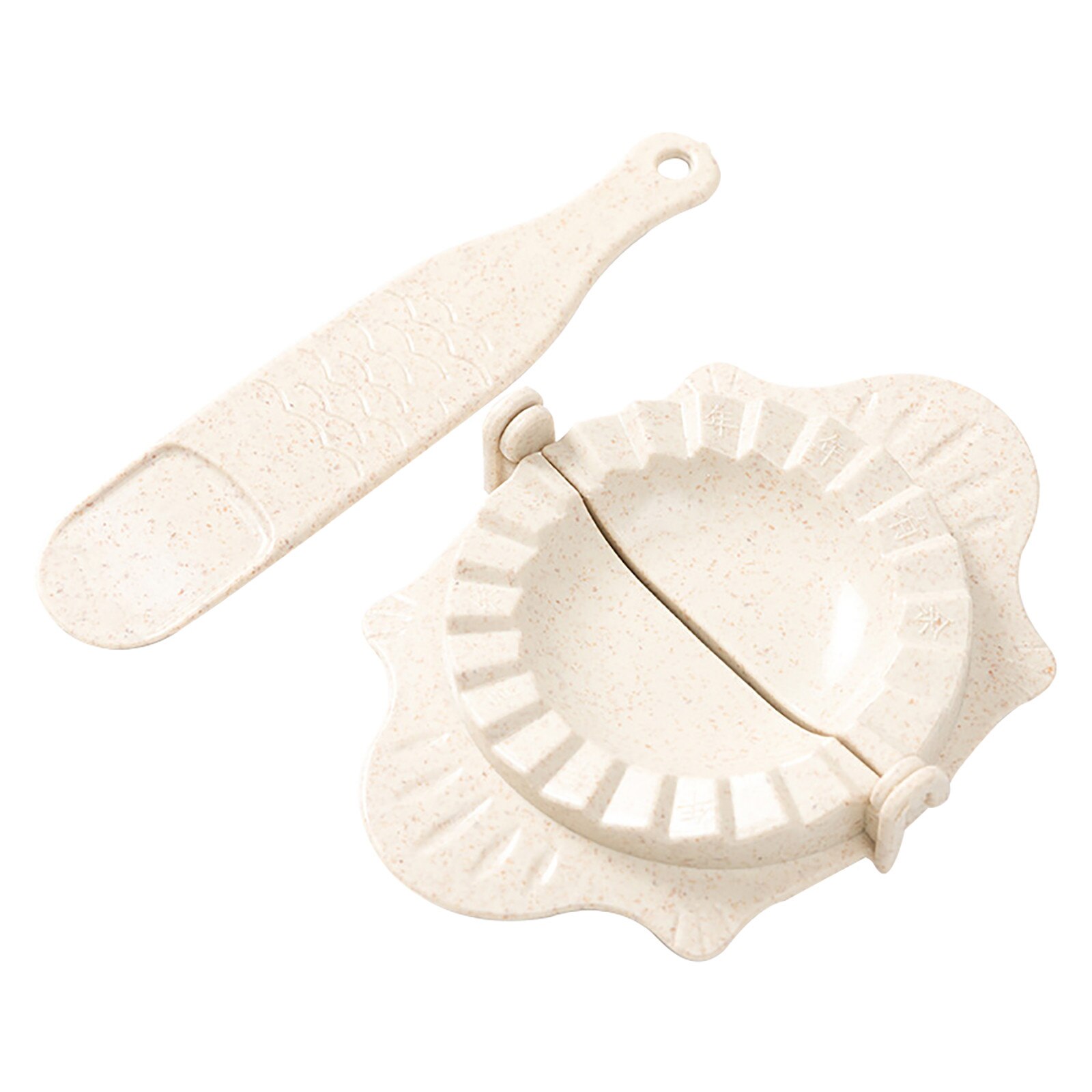 Plastic Dumpling Molds Chinese Food Jiaozi Maker Dough Press Dumpling Pie Ravioli Hand Mould Kitchen DIY Tools: Beige 