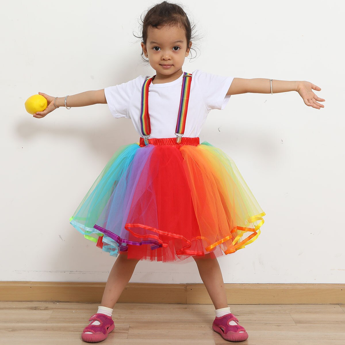 Familie Ouder-kind Meisjes Pak Puff 5 Lagen Tutu Tule Rok Voor Party Dance Kinderen Volwassen Regenboog Bretels gaas Rok: Child / M
