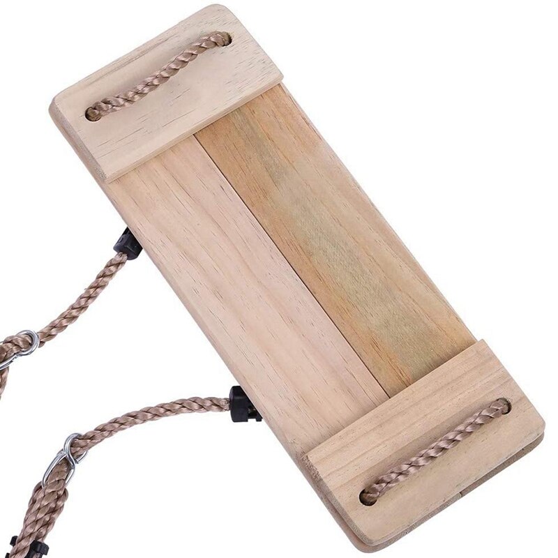 Wooden Swing Hanging Tree Swing, Wooden Swing Seat, Adjustable Swing Set for Indoor and Outdoor Playground Backyard