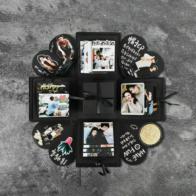 Verrassingsdoos explosie jubileum plakboek diy fotoalbum jubileum trouwdoos (kleur lint willekeurig)
