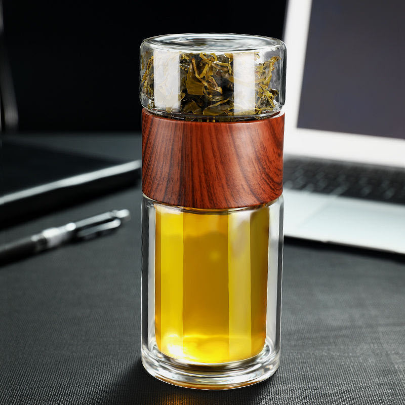 Dobbelt glas vandflaske med etui te drikke flaske infuser tumbler drikkevare vandflaske miljøvenlig