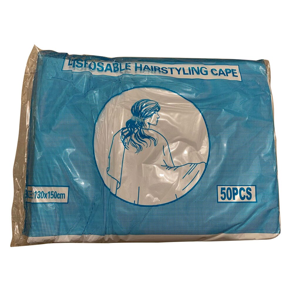 Disposable Cloth Shawl Transparent Waterproof PE Cloak Hair Dyeing Hair Cut Barber Shop Perm Dyeing Tool: 50 pcs