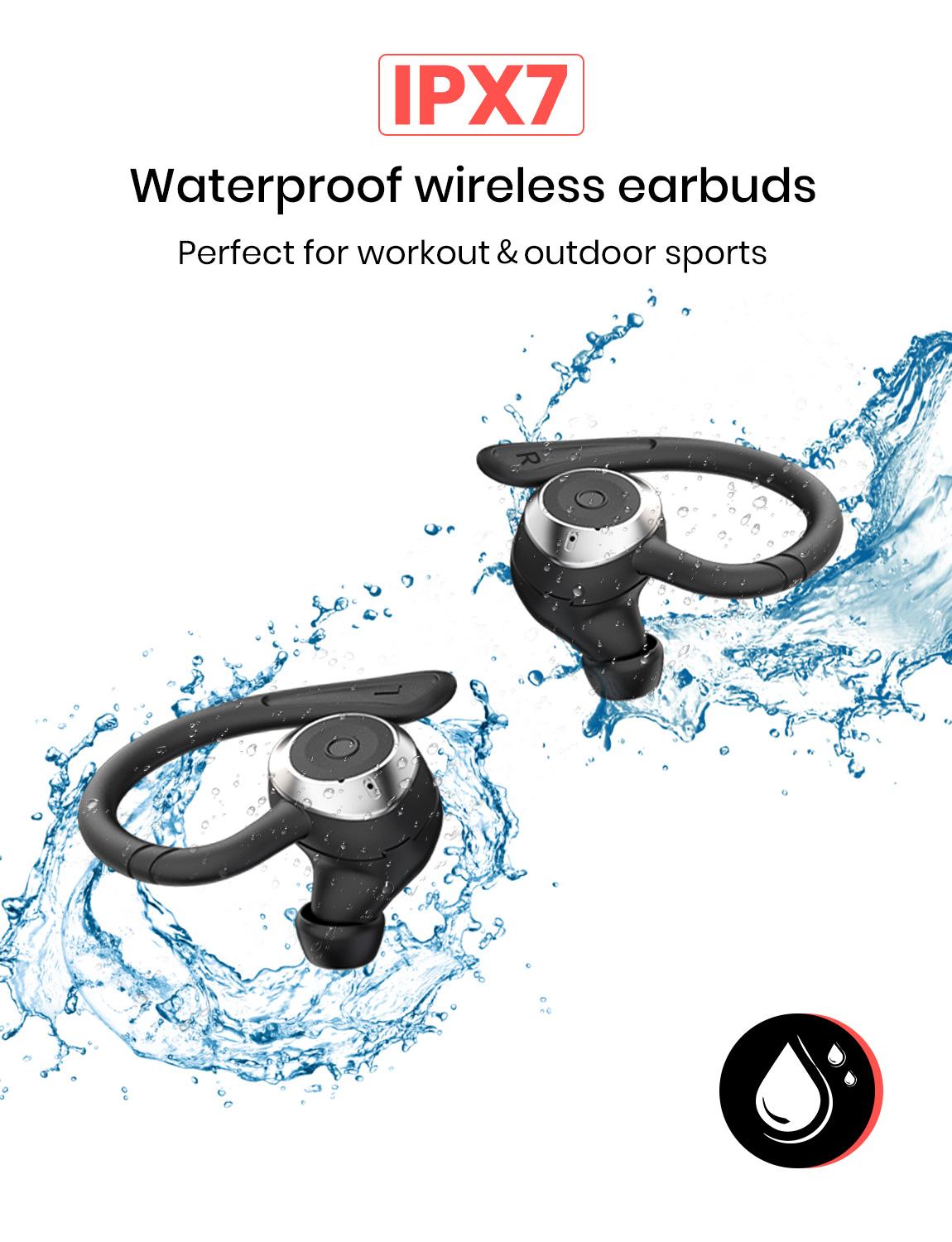 Tws fones de ouvido sem fio bluetooth 5.0 esporte botões 3d estéreo som fone com microfone correndo à prova dwaterproof água