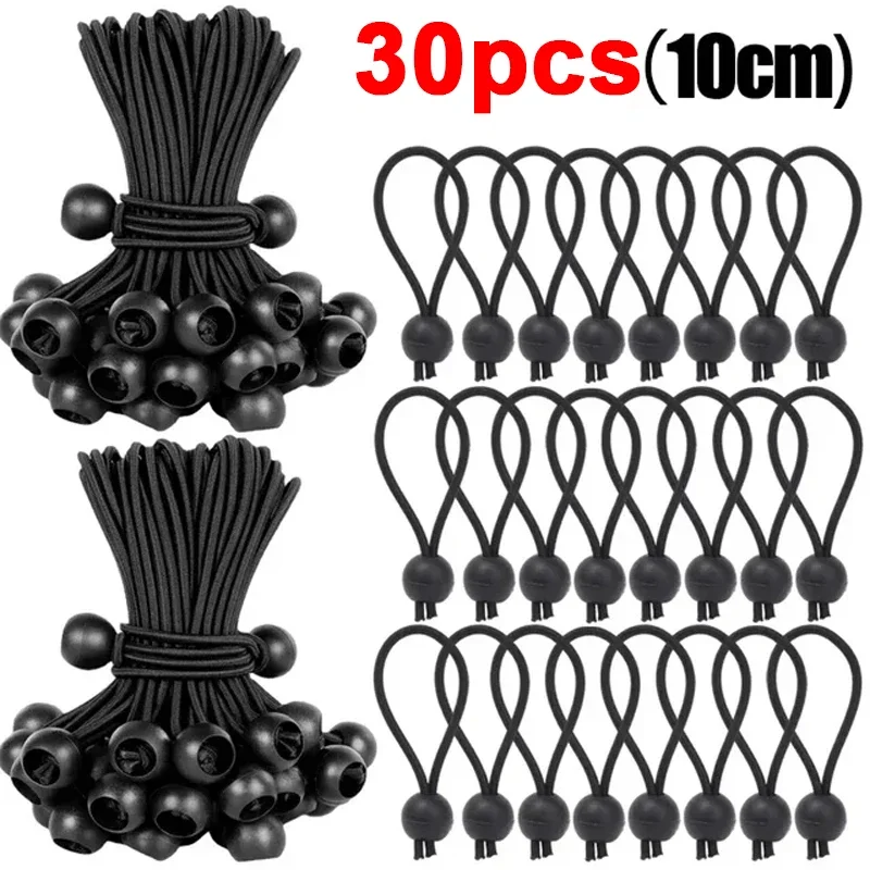 50/10 stücke Bungee Ball Planen Leinwand Flugzeug Fahnenmast Krawatten Schnur Enden Elastische Seil Spitze Feste Stiefel Pole Camping zelt Zubehör: Weiß