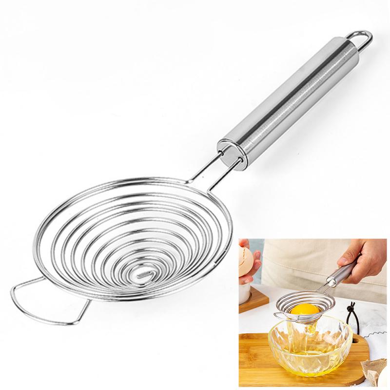 Separador de huevo en espiral, separador de huevo en espiral de acero inoxidable, separador de clara de huevo, separador de yema de huevo con mango largo, herramienta de cocina para huevos