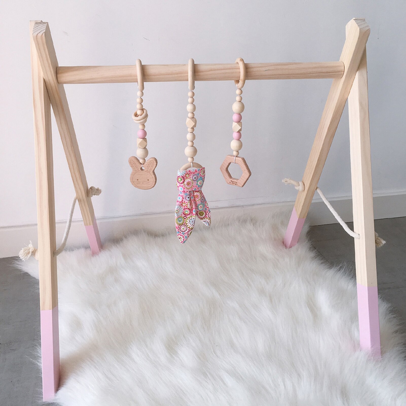 Nordic Houten Baby Activiteit Gym Spelen Kwekerij Zintuiglijke Ring-Pull Speelgoed Fitness Frame Kamer Decor Kleding Rack Speelgoed Voor kinderen