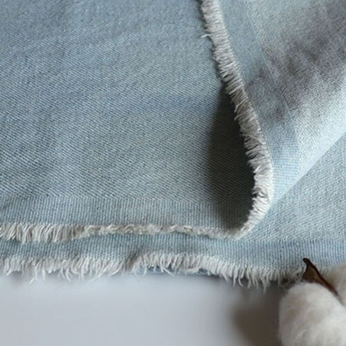 Solid Jeans Fabric Thick 12oz Denim Fabric After Washed Cotton 7X7 Twill Fabrics Cloth By The Half Meter Tissu Tela 50X165cm: light blue
