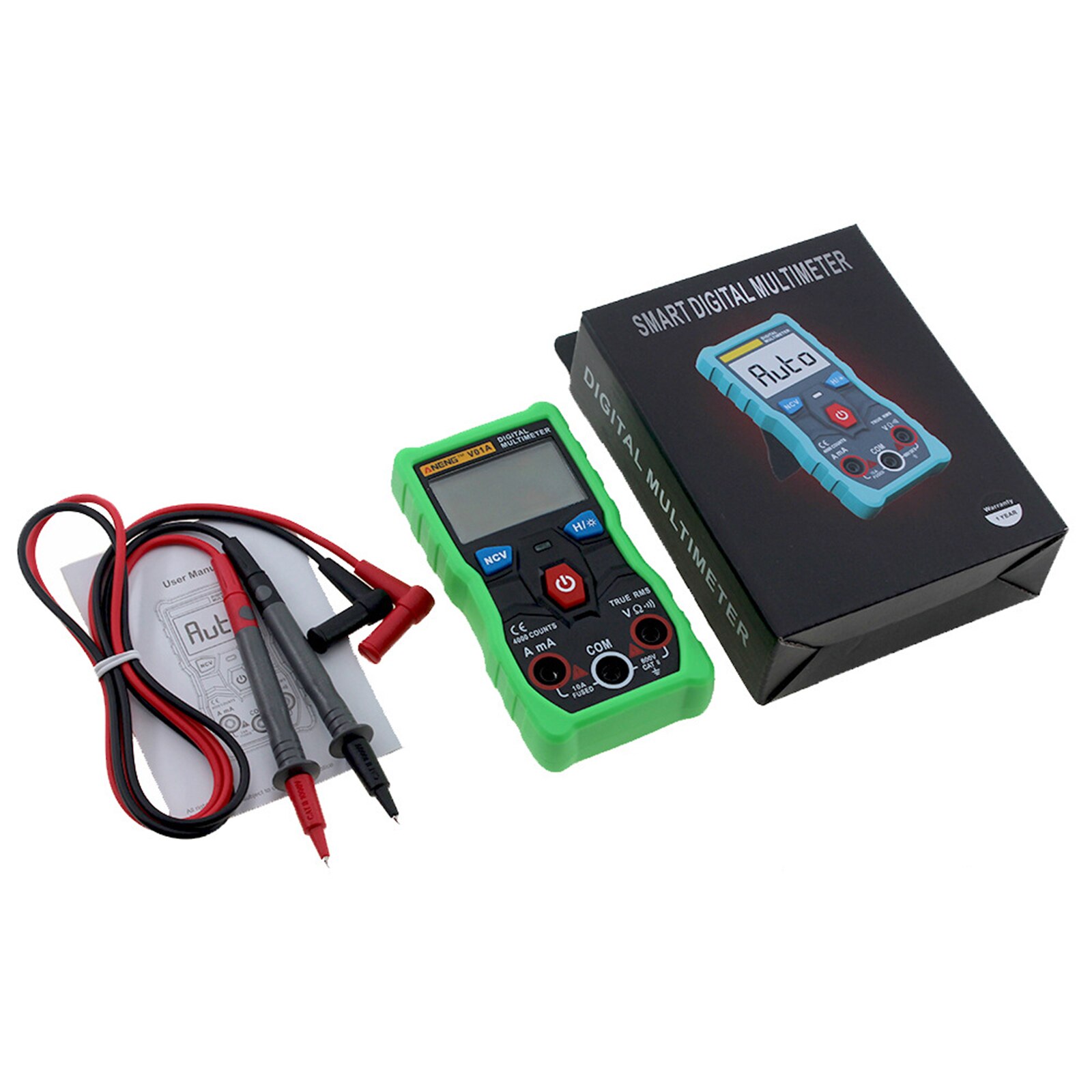 Digital Multimeter DC AC Voltmeter Current Tester Meter with Diode Continuity Test Automatic Multi Function Anti-Burn _WK: Green