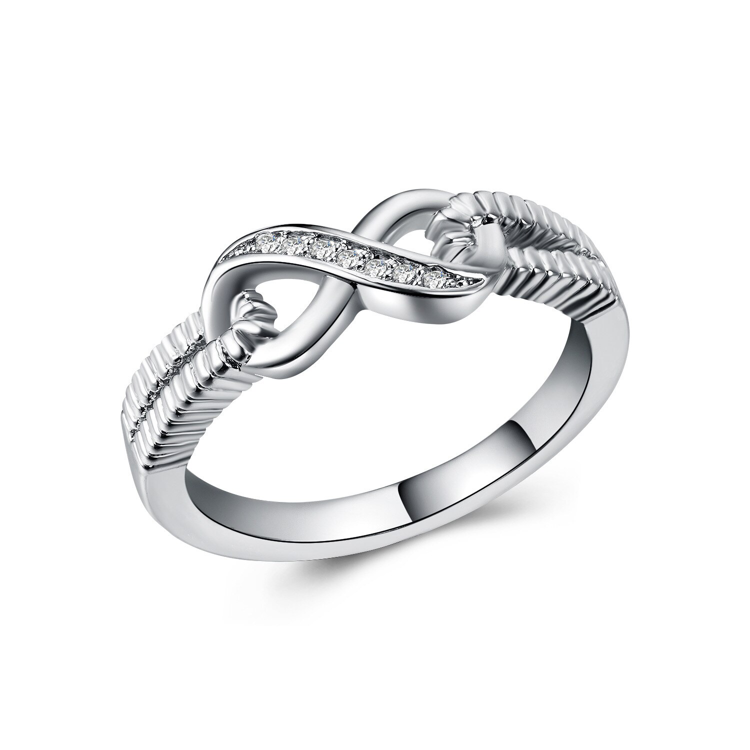 Anillos de de forma infinita para mujer, joyería de , ajustes de puntas exquisitas, anillos de circonita de cristal, joyería de compromiso de boda: 9