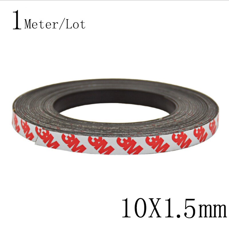 1 måler/parti 10*1 10*1.5 10*2mm selvklebende fleksibel myk magnetstrimmel gummimagnettape sterk fleksibel magnetstripe: 10 x 1.5( mm)