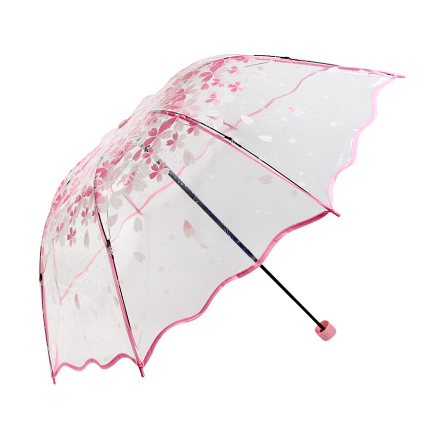 Japanese Rain Folding Umbrella Kids Women Lightweight Sakura Novelty Transparent Umbrellas Flower Small Modis Girl 40YS135