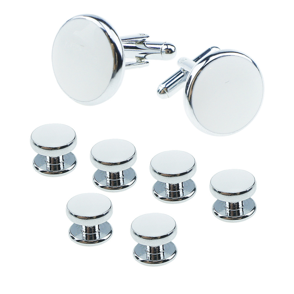 8PCS/Set Retro Round Shape Oil Cufflinks Stud Plated Geometric Sleeve Cuff Button Shirt Jewelry: NO.1