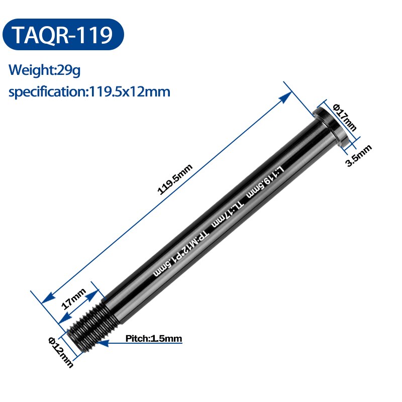 Fiets Steekas Snelspanners Mtb Racefiets Steekas 12/15Mm Diameter Frame Vork Onderdelen Thru as Snelspanner: TAQR-119 12mm
