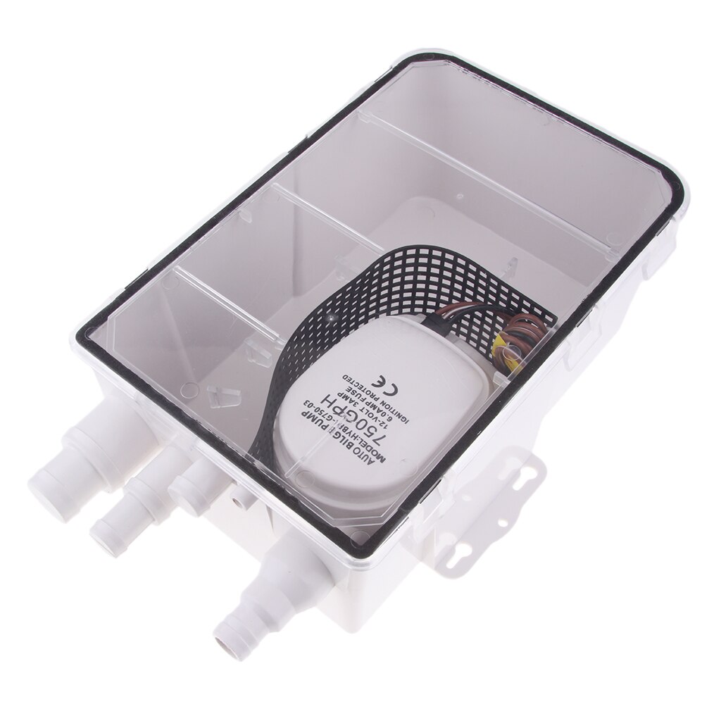 thumbnail image 2 of 12V Marine Shower Sump Pump System For Boats & RVs - 750 GPH, Multi-Port Drain Box 2 of 11