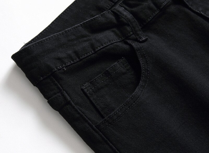 MORUANCLE Männer der Bestickte Jeans Hosen schlank passen Zerrissene Denim Schlauch Mit Stickerei Für Mann dehnbar Schwarz