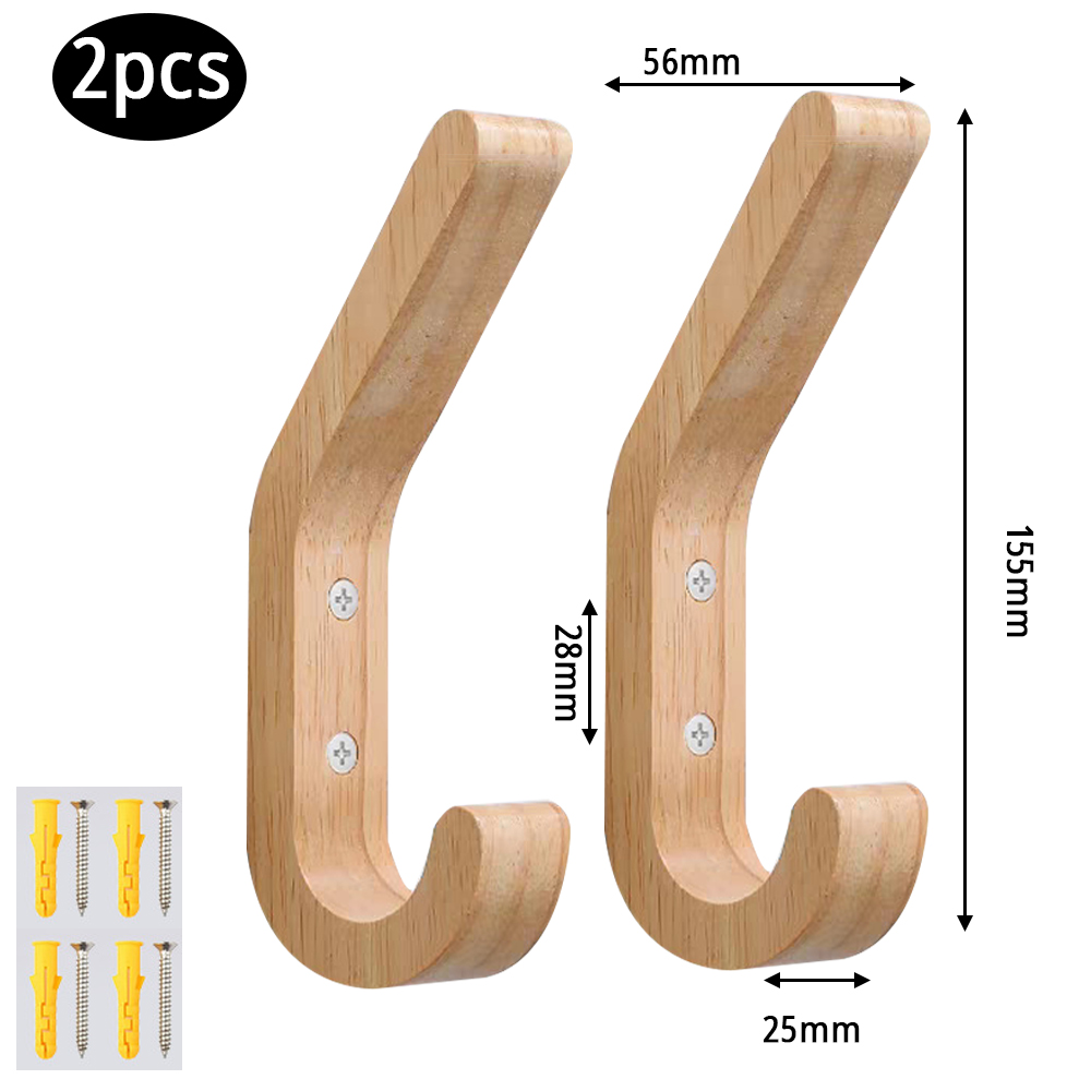 Ganci appendiabiti in legno da parete, resistenti, doppi, con viti, in rovere naturale vintage, accessori per camera da letto: Grigio chiaro