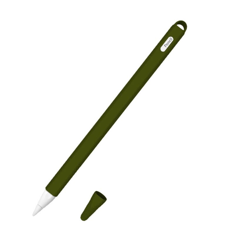 Tablet touch stylus pen beskyttende dæksel taske blød silikone tip hætte ærme skridsikker til æbleblyant 2: Militærgrøn