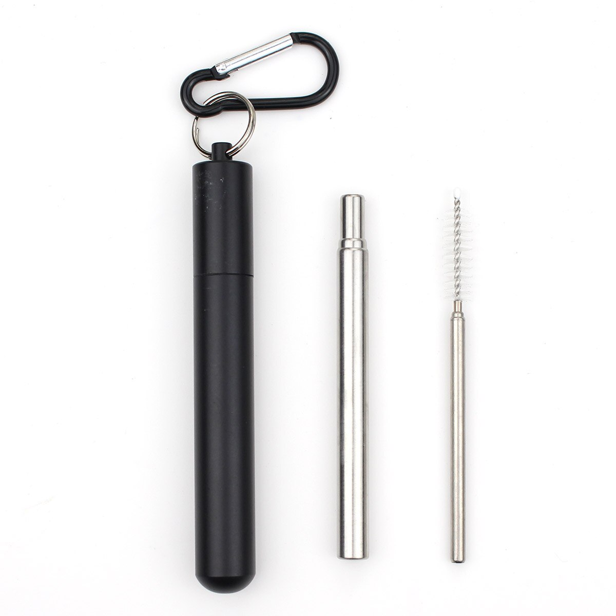 10Set Portable Stainless Steel Telescopic Drinking Straw For Travel Reusable Collapsible Metal Straw With Case And Brush