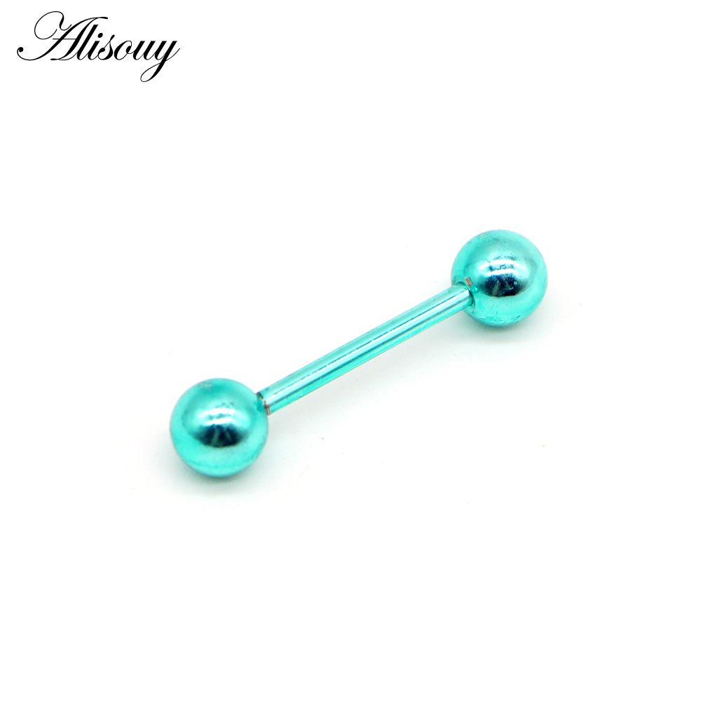 Alisouy 1 st 14g 9 Kleuren Tong Piercing Septum ear Kraakbeen nailTunnels Oordoppen labret lip Body piercing Sieraden 1.6*16*6mm: H Green