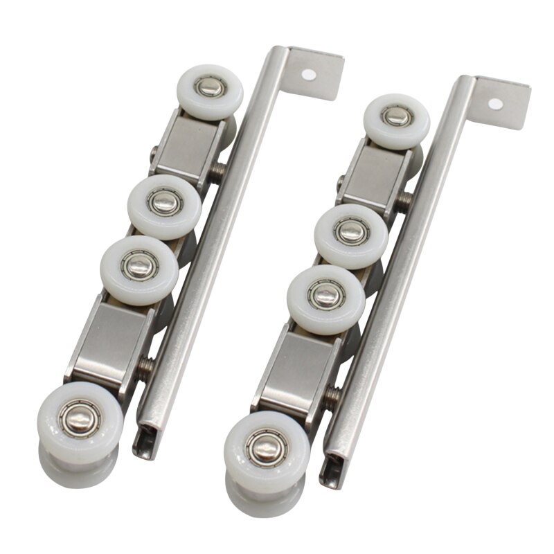Stainless Steel Hardware Slide Doors Pulley Hanger Roller Hanging Rail Wheels High Load-bearing Sliding Door Track Rail: silver 8