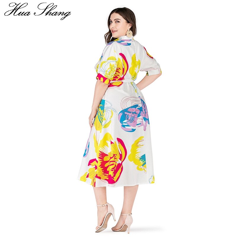 Färgglada tryck skjortklänning kvinnor sommar kort ärm casual klänning plus size maxi långa klänningar