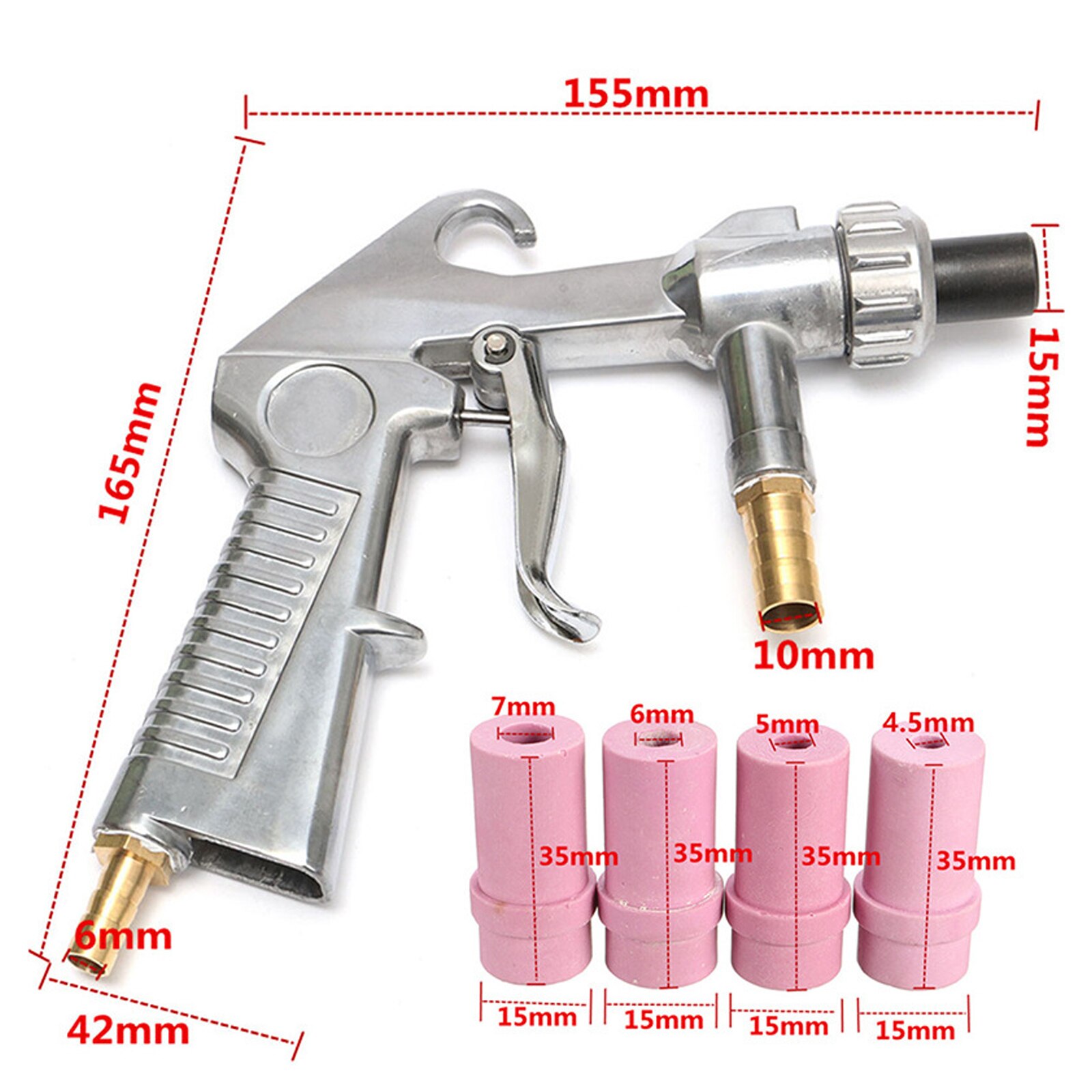 35mm Sandblaster Feed Guns Air Siphon Sand Blasting Multi-purpose Abrasive Tool Ceramic Nozzles Tips Kit Power Tools Sprayer: Default Title