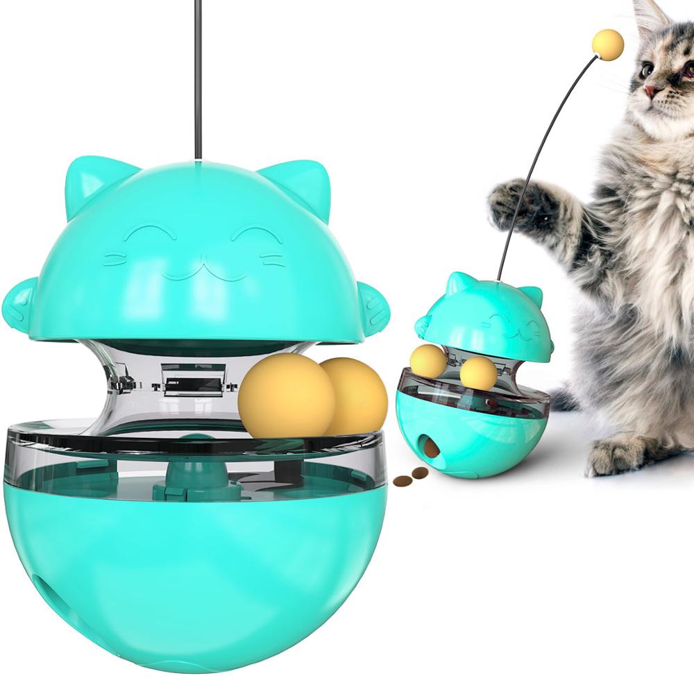 Sjovt tumbler kæledyr slow food underholdning legetøj tiltrække opmærksomheden fra den katjusterbare snack mundlegetøj til kæledyr: Blå