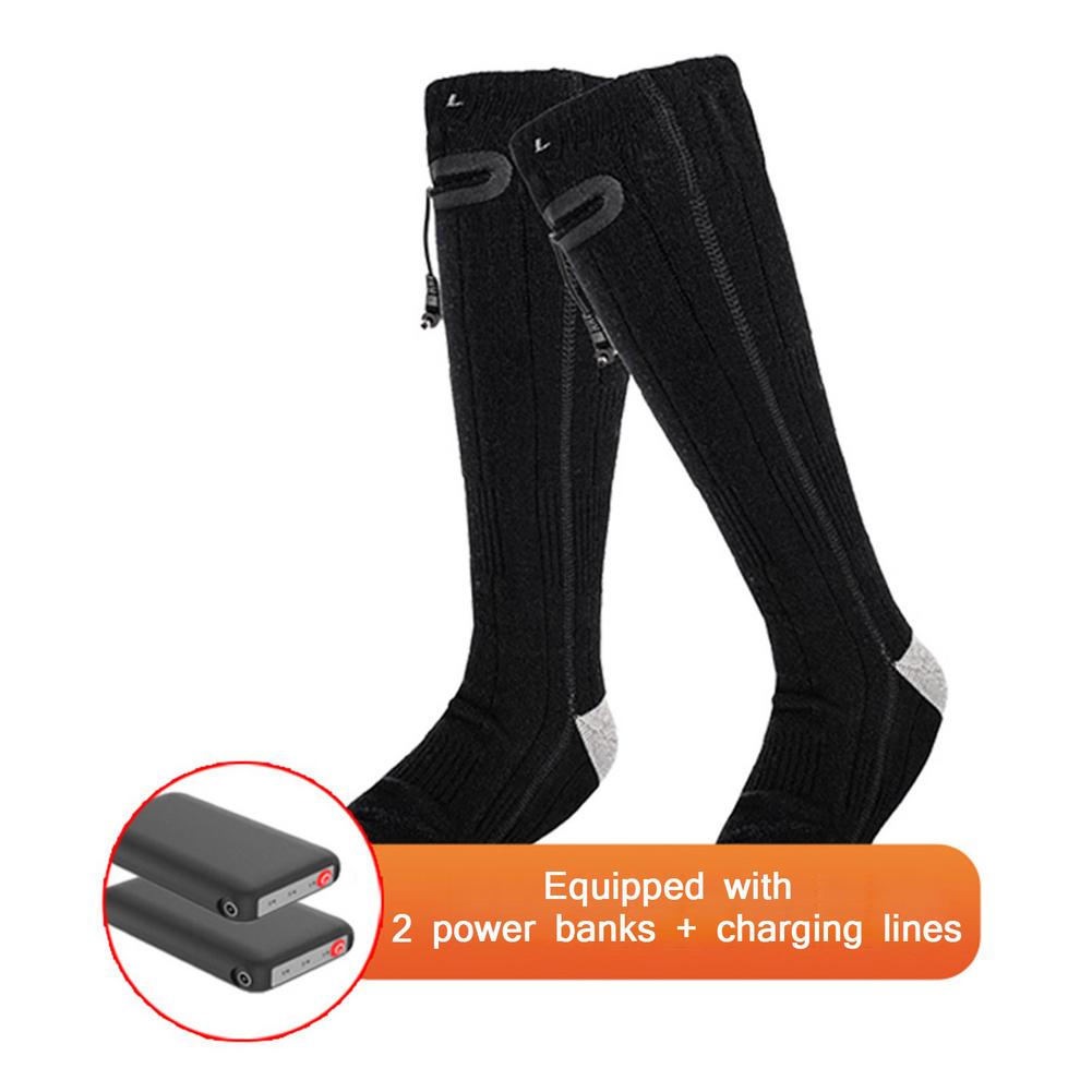 Calcetines calefactables eléctricos con USB, batería de 4000mAh, 3 niveles de temperatura ajustables, calcetines de calefacción para exteriores, senderismo, ciclismo y esquí