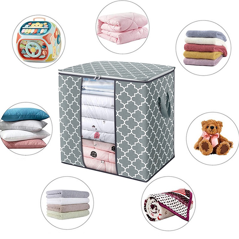 Non Woven Fabric Large Capacity Dirty Clothes Collecting Bag Quilt Blankets Storage Bags With Clear Window Clothing Organizer